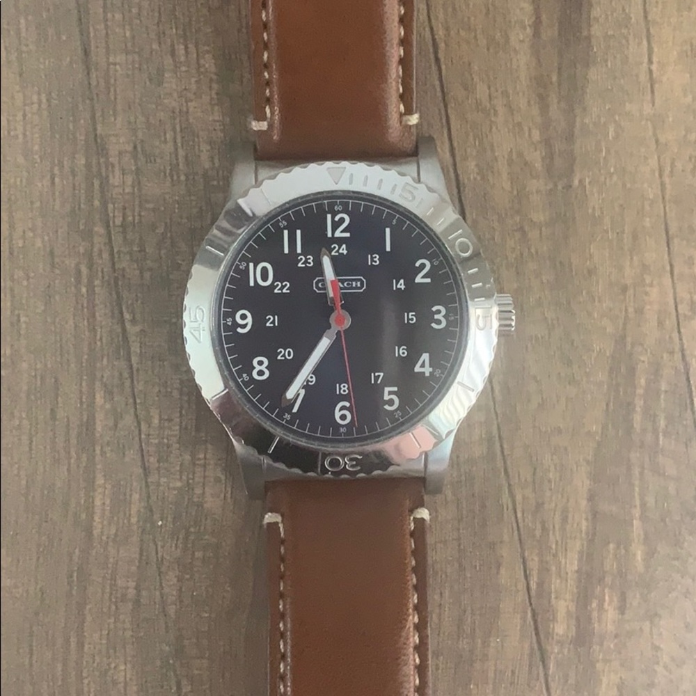Leather movado coach watch